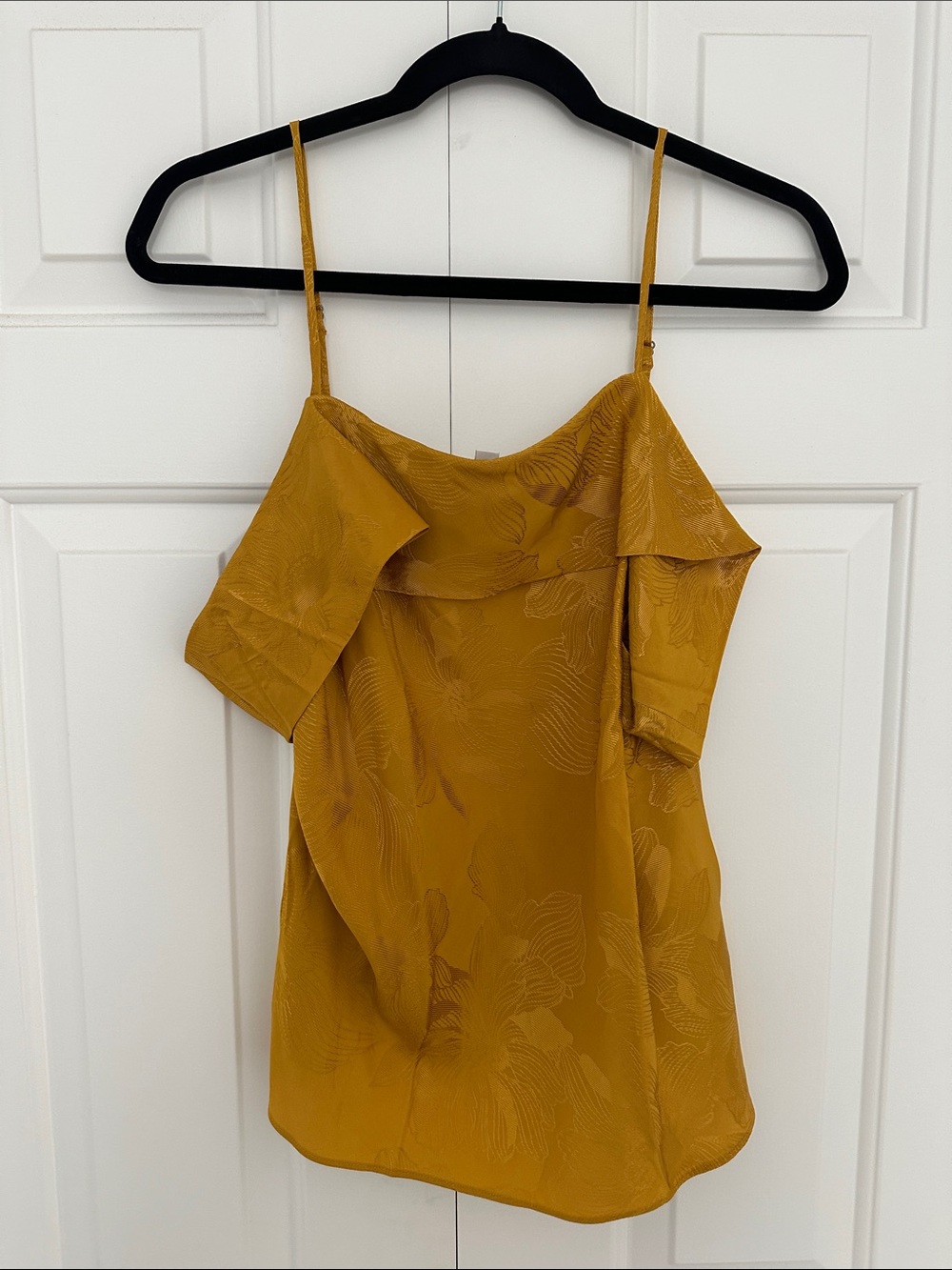 Banana Republic Mustard One-Shoulder Floral Jacquard top